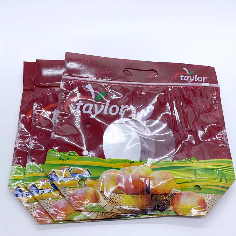 Custom printed slide zipbags for apple fruit with handle