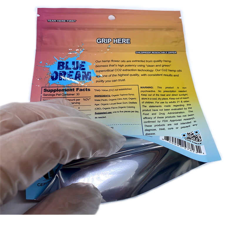 Child resistant ziplock matte pouches packaging bags for hemp cannabis